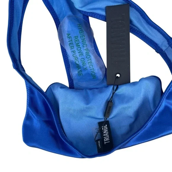 Triangl Swimwear bikini bottoms high leg blue women’s large NWT Cheeky - Picture 4 of 5